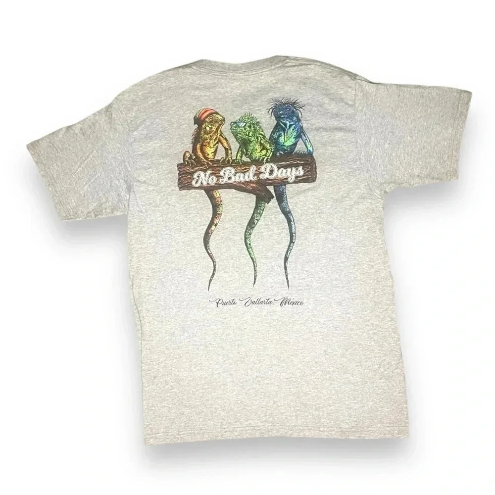 Puerto Vallarta, Mexico “No Bad Days” Colorful Geckos T-Shirt, Size M - Picture 4 of 7